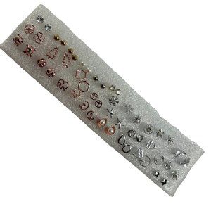 Lot of 26 Stud Earring Lot Various Metal Colors Rhinestones Stars Snowflakes